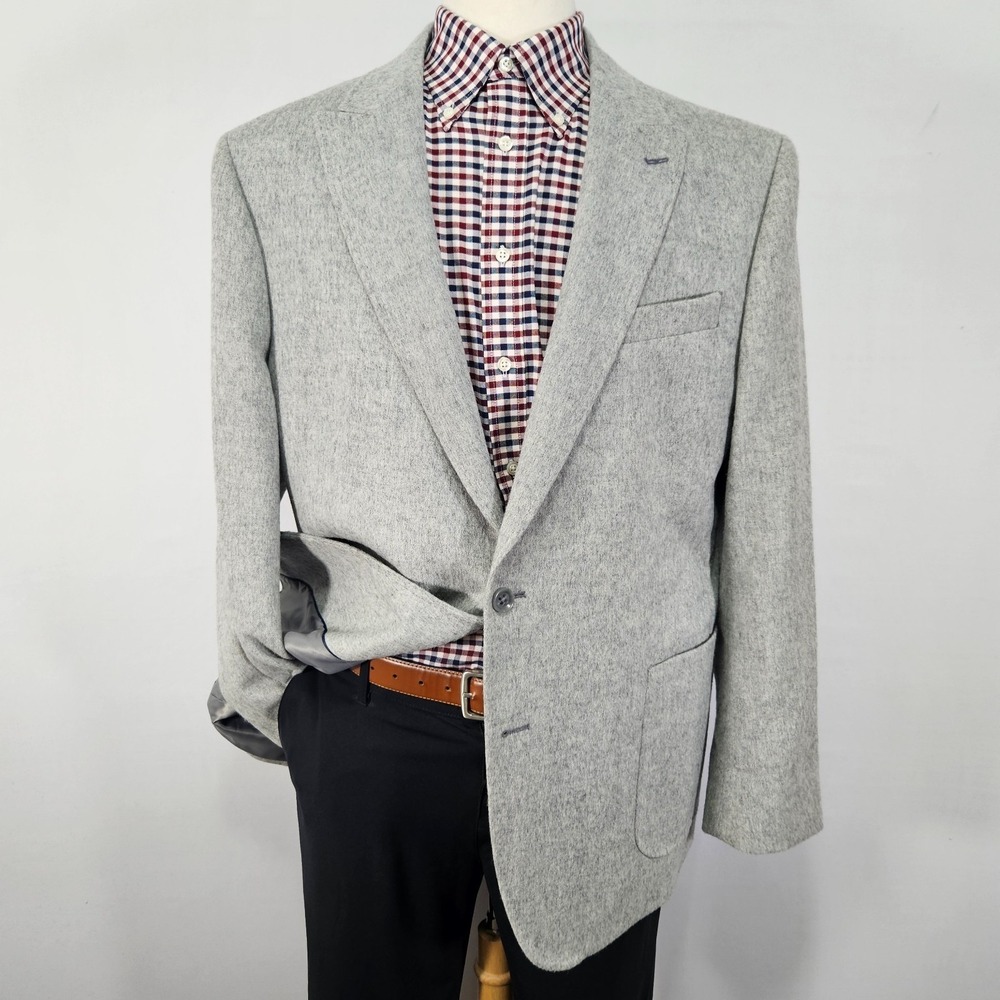 Stafford Men's Sport Coat Blazer Two Button Gray 100% Camel Hair 46R Classic Fit